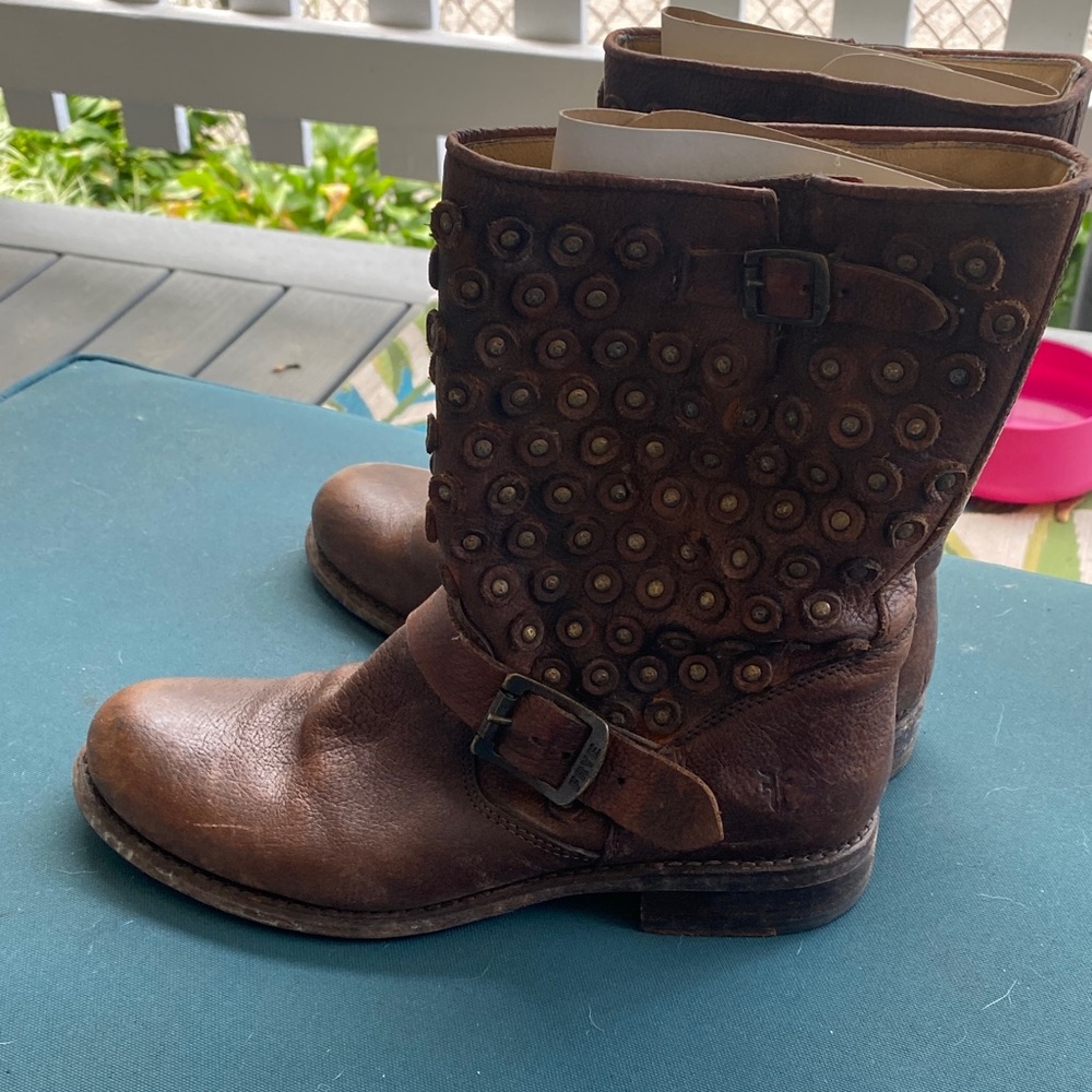 Frye Brown Combat & Moto Boots